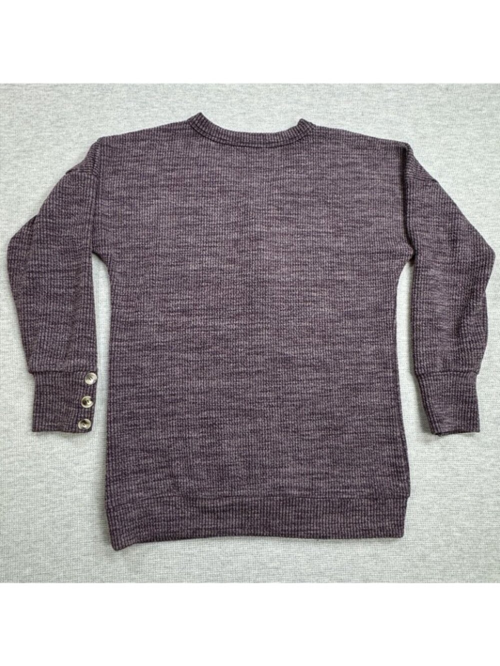 Michelle Mae V Neck Sweater Womens Size XL Purple Faux Buttons Long Sleeve - Picture 6 of 16